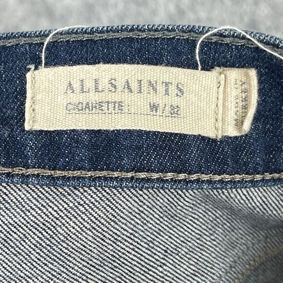 Allsaints Cigarette Skinny Jeans Mens 32x31 Blue Dark Wash Button Fly Stretch - Picture 12 of 15